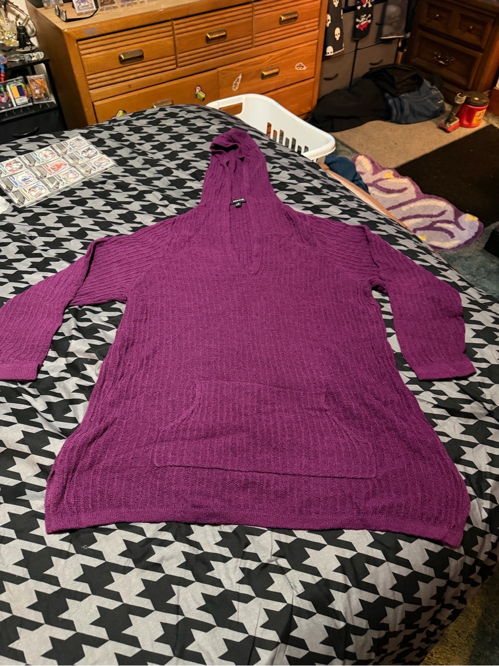 torrid Plum Hooded V-Neck Tunic Sweater